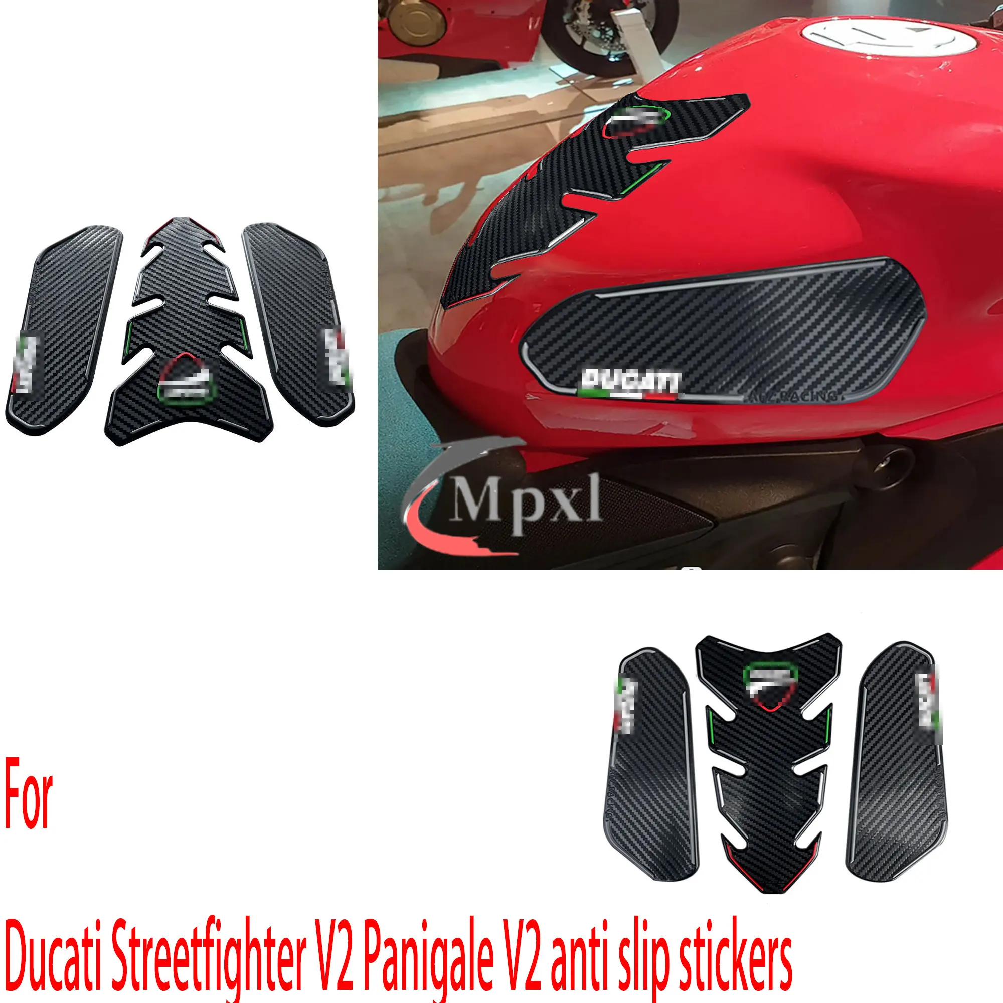 

For Ducati Streetfighter V2 Panigale V2 Motorcycle Fuel Tank Cover Sticker Fish Bone Sticker Side Sticker Fuel Tank Sticker