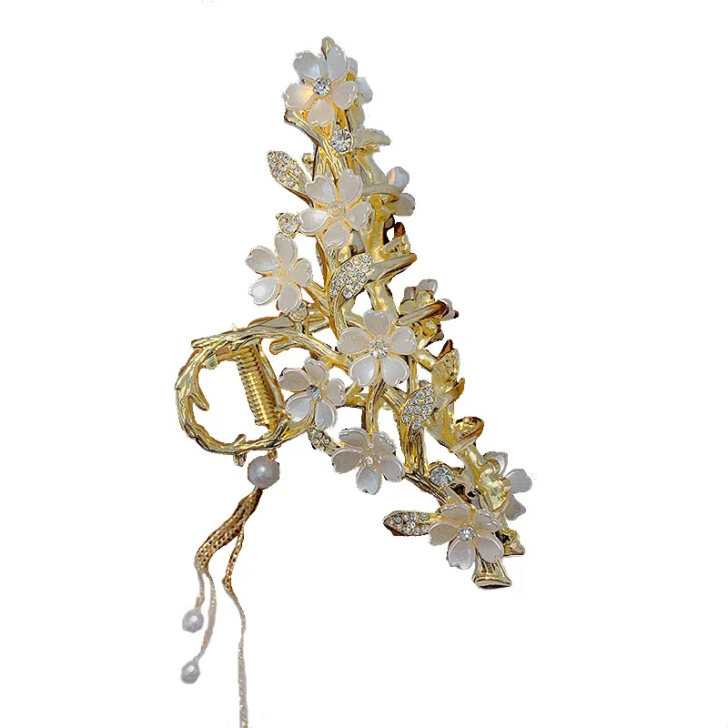 Элегантные цветы искусственные листья жемчужная бахрома заколка для волос