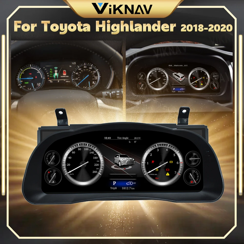 

12,3 дюймовый цифровой манометр кластер Виртуальная кабина для Toyota Highlander 2018-2020 ЖК-инструмент приборной панели спидометр экранная панель