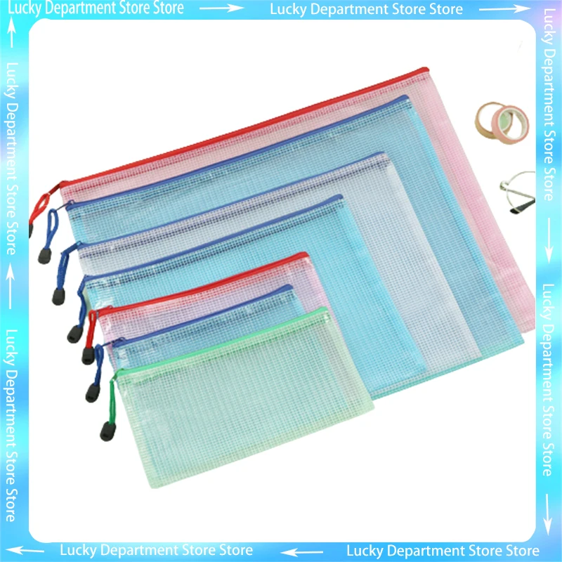 

14 styles A3/A4/A5/A6 Mesh Zipper Pouch Document Bag Waterproof Zip File Folders School Office Supplies Pencil Case Storage Bags