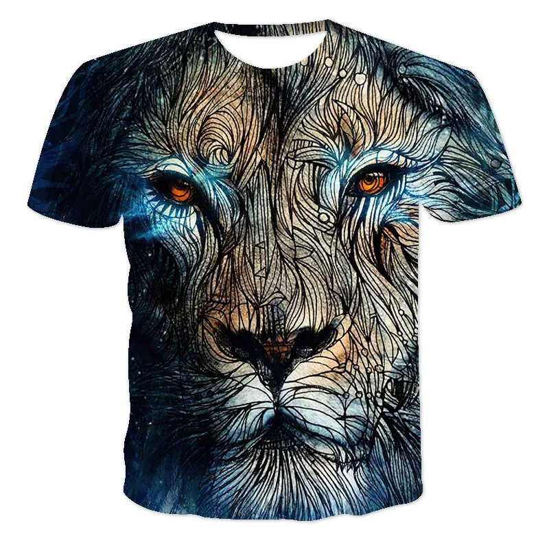

Футболка мужская оверсайз с 3d-рисунком животного, модная тенниска из полиэстера с круглым вырезом и коротким рукавом, одежда для мужчин 6XL, л...