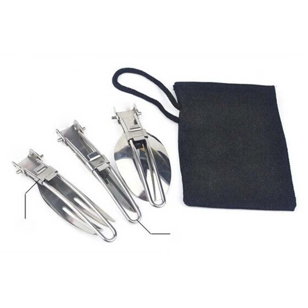 

Knives Spoon Fork For Outdoor Portable Stainless Steel Utensil Set With Bag