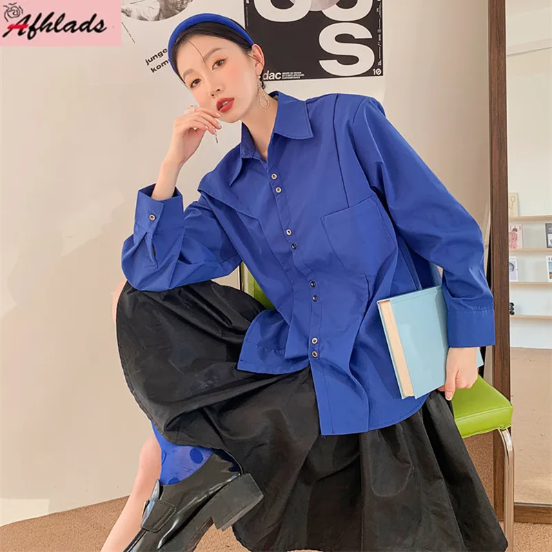 

Рубашка женская с длинным рукавом, однобортная офисная блузка в стиле пэчворк, с отложным воротником, весна-осень