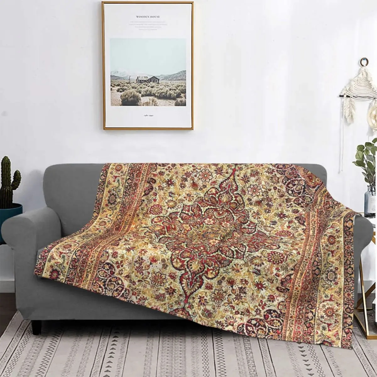 

Laver Kirman Persian Rug Print Blanket Bedspread On The Bed Picnic Blanket Bedspreads For Winter Throw Blanket