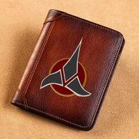 high quality genuine leather men wallets property of klingon empire printing short card holder purse luxury brand male wallet