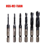 16pcs m3 m10 screw tap drill bits hrc89 tialn coated hssco m35 cobalt taps metric combination bit 14 6 35 in hex quick change