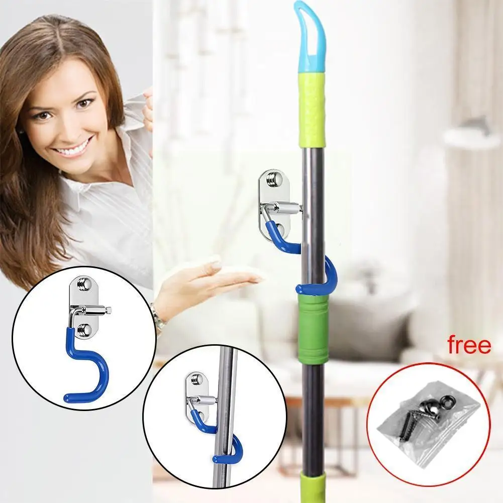

304 Steel Mop Broom Holder Organizer Wall Mounted Storage Rack Accessories Tools Household Strong Wall Storage Hook N8n7