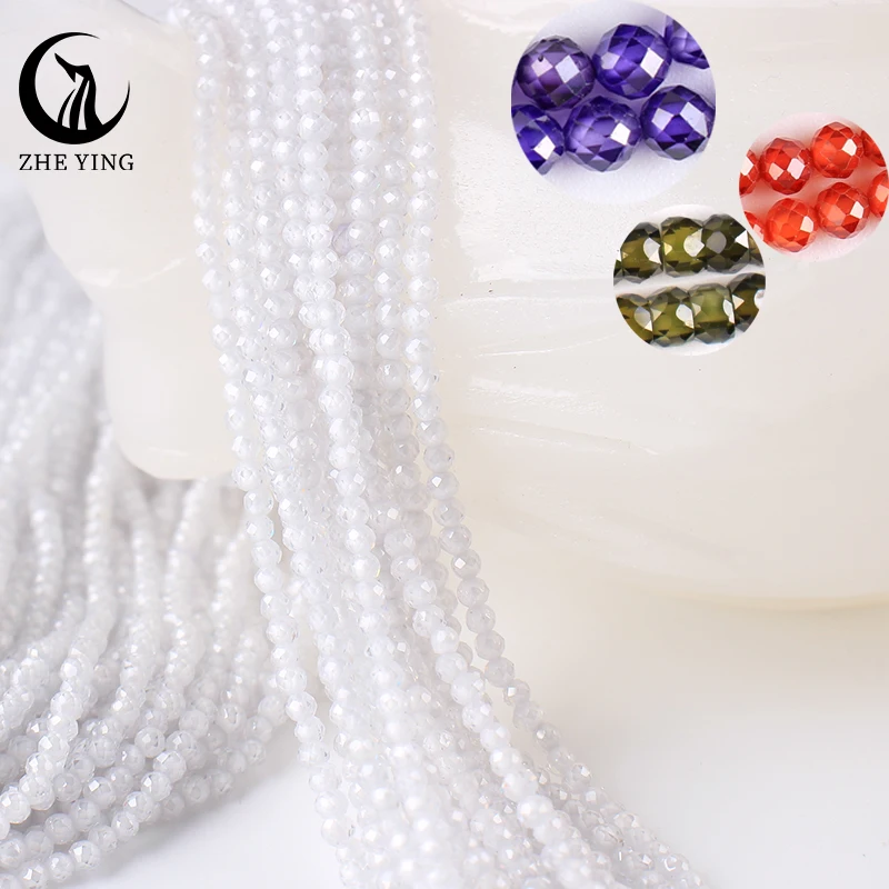 

Zhe Ying 2mm Faceted Natural Zircon Stone Beads White Color Loose Gemstone Faceted Rondelle Zircon Beads for Bracelet Necklace