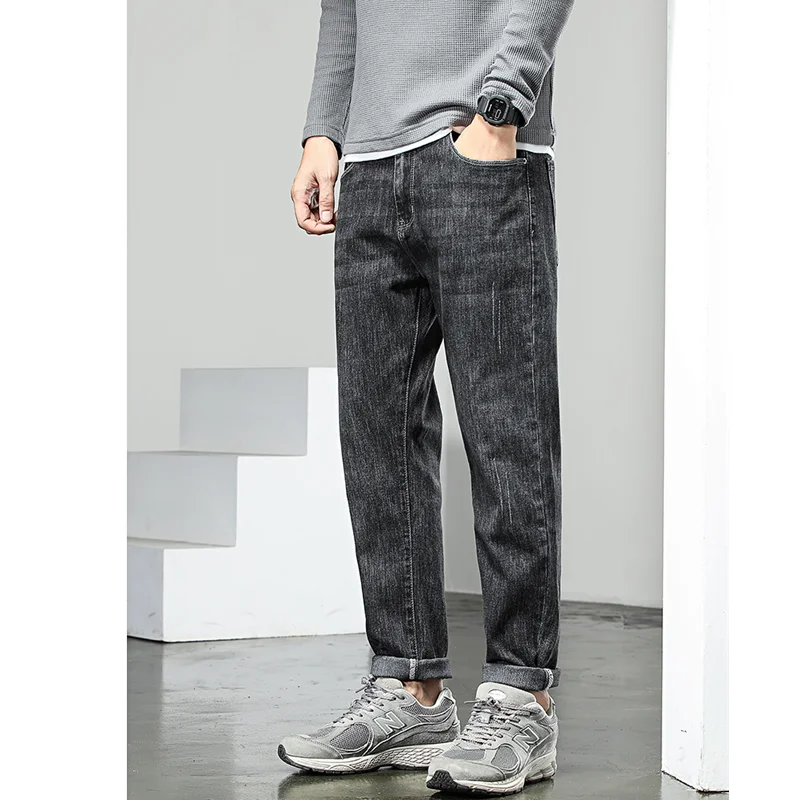 Men Clothing 2022 New Pattern Recreational Vintage Elastic Black Jeans Straight Cylinder Large Loose Cargo Pants Autumn Female