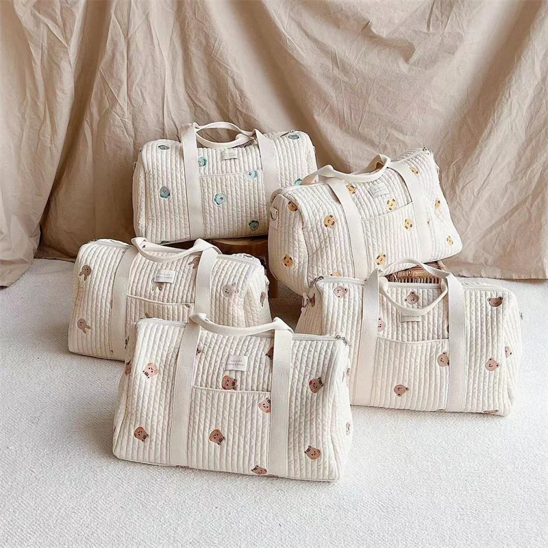 Korean Print Large Capacity Maternity Bag Baby Diaper Milk Bottle Organizer Bag Portable Mommy Travel Shoulder Bag Storage Bag