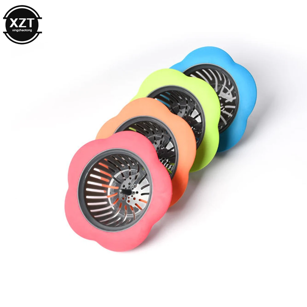 

Flower Shaped Kitchen Mesh Sink Drain Silicone Strainer Dense Hole Water Drain Bathroom Drain Hole Hair Filter Trap Waste Screen