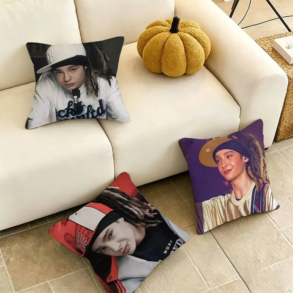 Фото Наволочка Bill Tom Kaulitz T-Tokio Hotel Square с двусторонней печатью, наволочка для спальни, наволочка для дивана, чехол для подушки, подарок №1