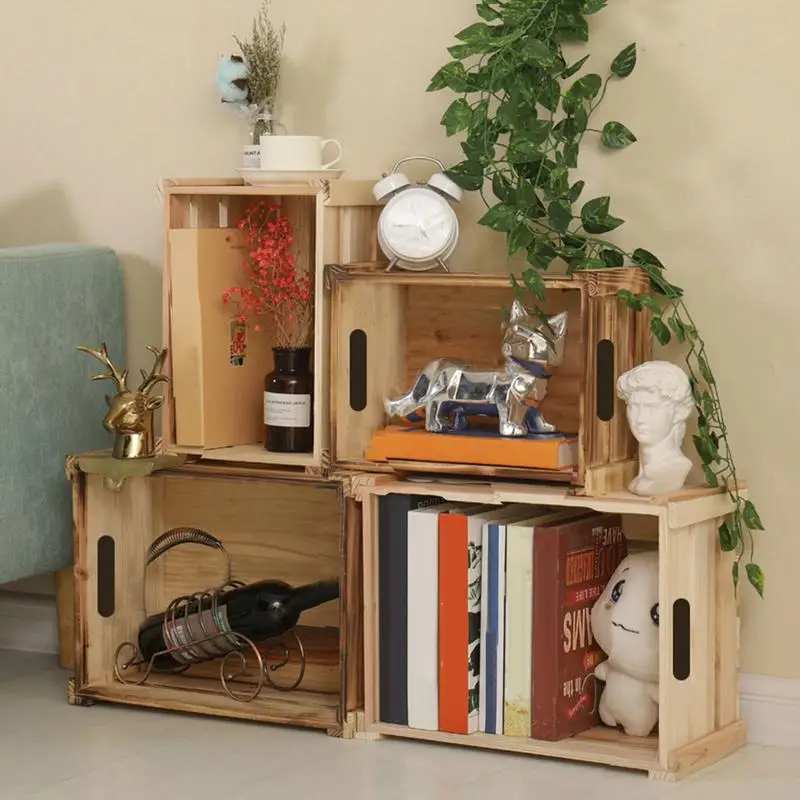 

2PCS Paulownia Storage Box Portable Durable Desktop Basket Organizer Crate Home Decoration