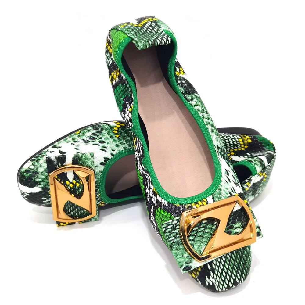 

301-Green Leather Women Ballet Flats Shoes New Slip-On Soft String Bead Bow Decoration Boat Shoes Women Flats