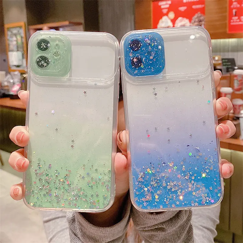 

Glitter Silicone Case for Samsung A72 A71 Case for Samsung Galaxy A71 A72 Camera Lens Protection Sequins Clear Cover Funda