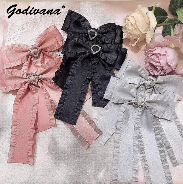 

Japanese Style Sweet Butterfly Hair Clip and Cute Hair Clip Big Bow Rhinestone Hairpin Hair Accessories Hairbows for Girls