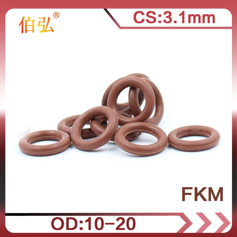 

5PCS/Lot Fluorine Rubber Ring Brown FKM O Ring CS3.1mm OD10/11/12/13/14/15/16/17/18/19/20*3.1mm O Ring Seal Oil Ring Gasket