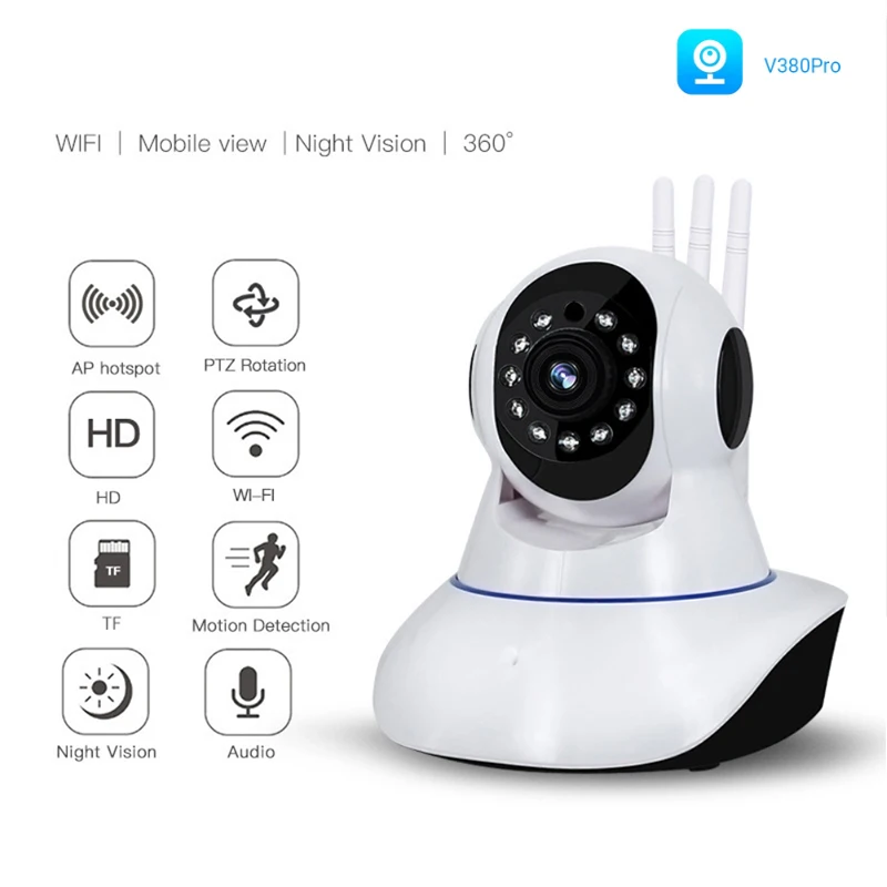 

Умная беспроводная Wi-Fi камера видеонаблюдения V380, 1080P HD, двухстороннее аудио, функция ночного видения, панорама, наклон