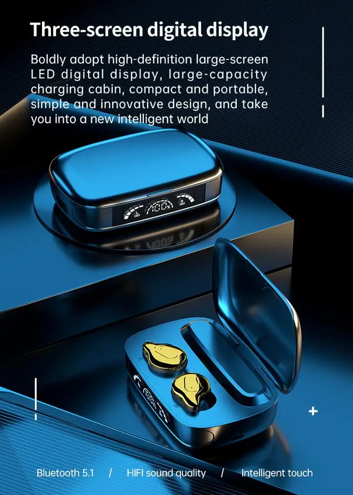 

C10-3 Wireless Headset Multifunctional Tws Led Display Mini Touch Low-latency Noise Cancelling Bluetooth-compatible 5.1 Earphone