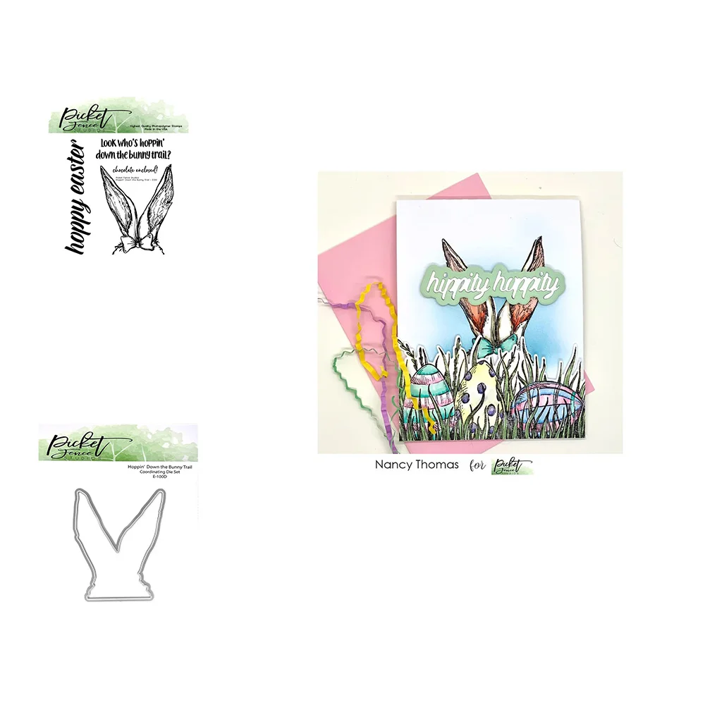 

Newest Metal Cutting Dies Hoppin' Down the Bunny Trail Stamps Set Diy Scrapbook Embossing Decorate Craft Knife Blade Punch Molds