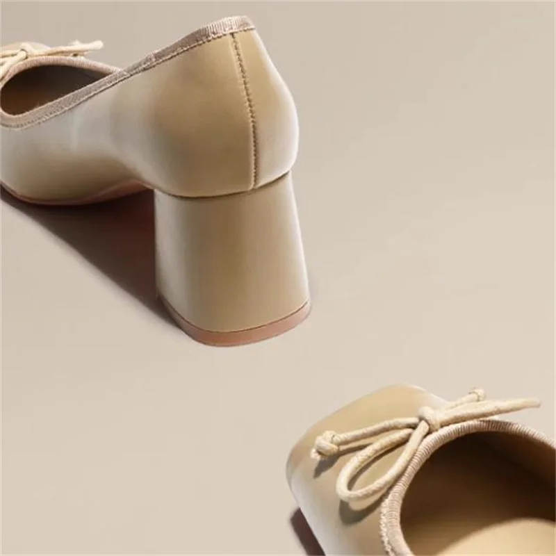 Женские туфли с бантом-бабочкой кожаные туфли-лодочки на высоком каблуке