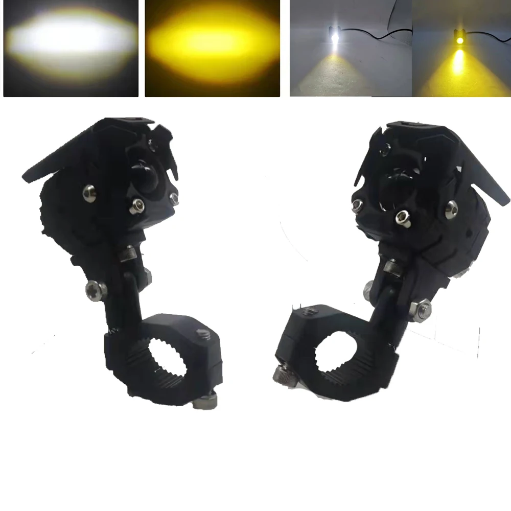 

Motorcycle LED Spotlight Headlight Dual Color Hi/Low beam LED Fog Lights Farol Auxiliar Moto Lamp For BMW R1200GS,Kawasaki,Honda