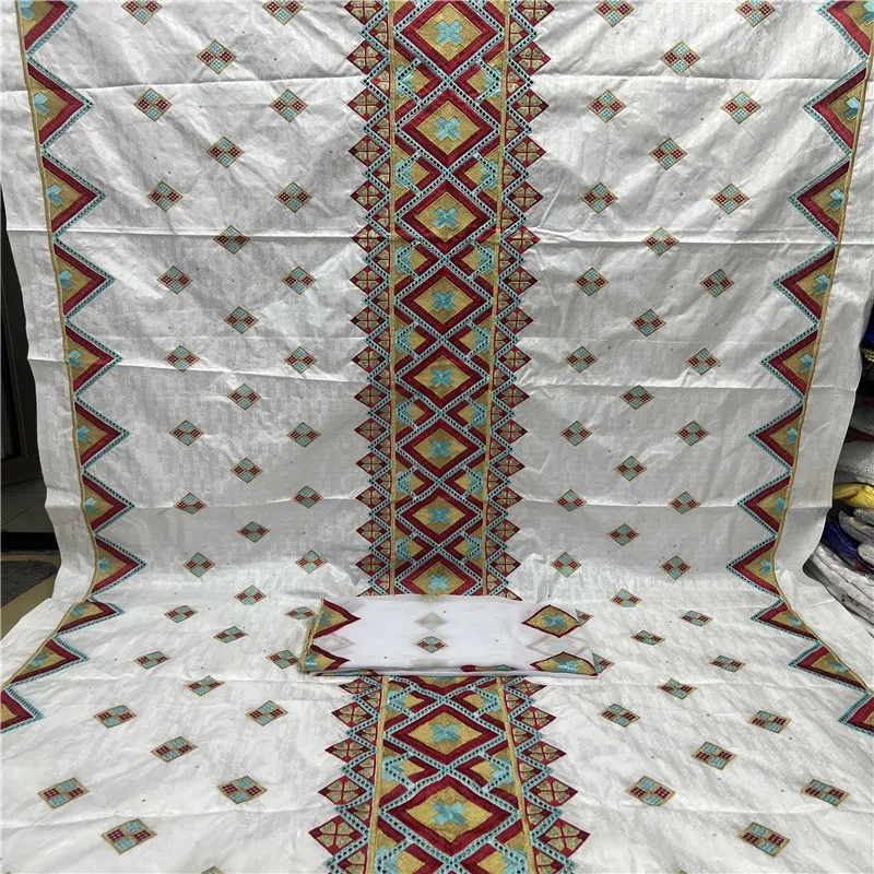 

5 + 2 ярда, африканская богатая ткань высокого качества с шарфом, Новейшая модная вышивка, кружевная ткань с бусинами 3L042801