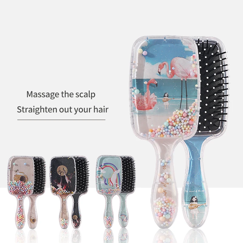 

Cartoon Rainbow Print Comb Air Bag Massage Anti-static Styling Tool for Detangler Brush Anti-knotted Reduce Hairloss Hair Brush