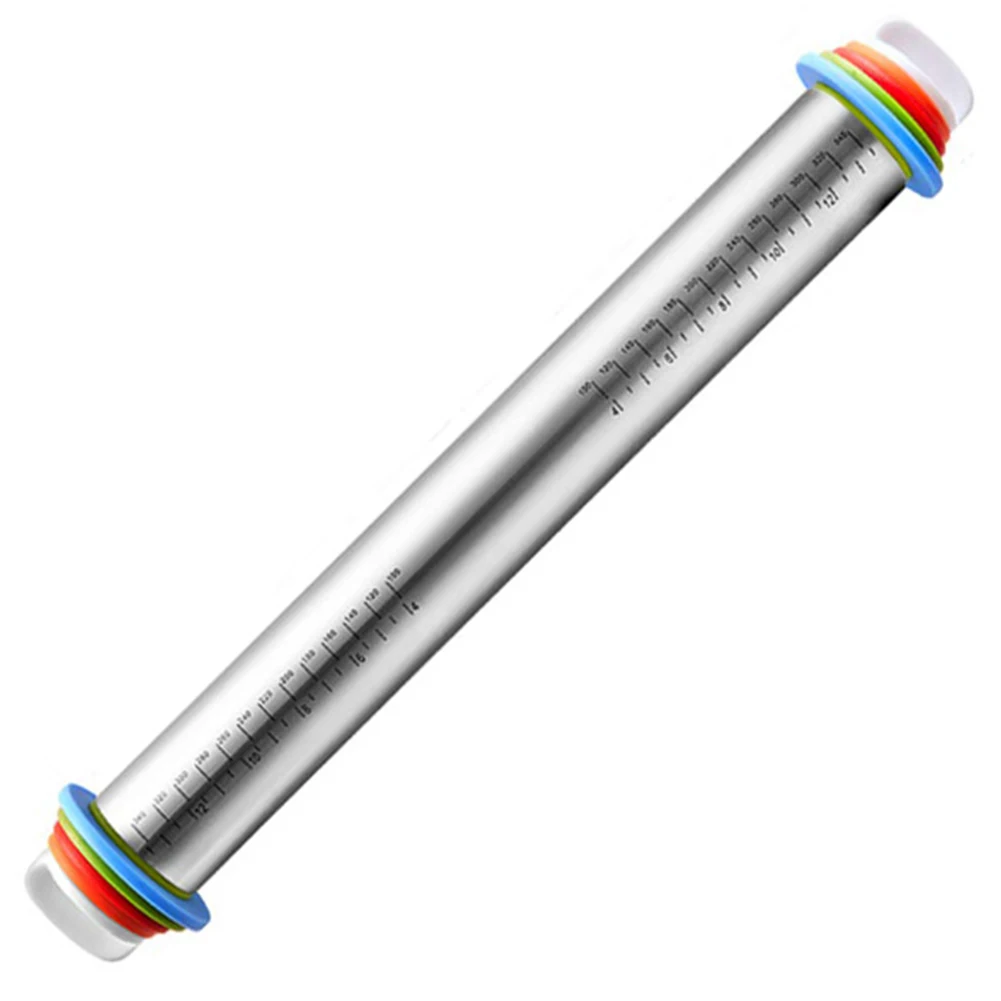 

17inch Adjustable Stainless Steel Rolling Pin With 4 Adjustable Thickness Rings Dough Rolling Pin Bakeware Tools