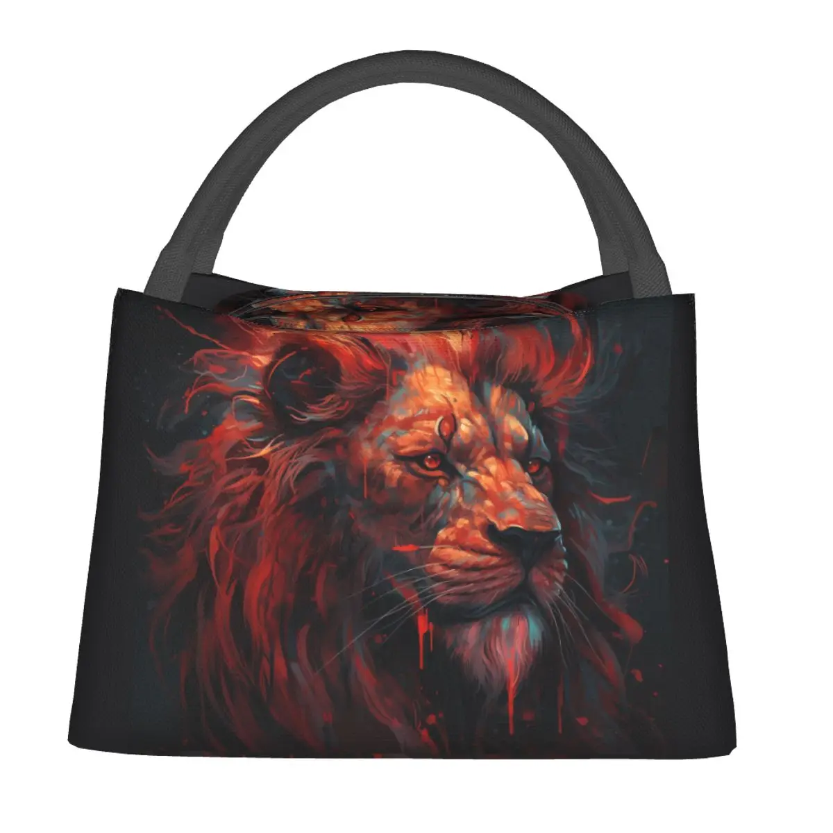 

Lion Lunch Bag Grotesque Fantastic Aesthetic Lunch Box Outdoor Picnic Portable Insulated Tote Food Bags Oxford Cooler Bag