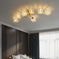 deyidn nordic copper gold crystal chandelier led arc living room lamp american light luxury bedroom dining room interior lamps