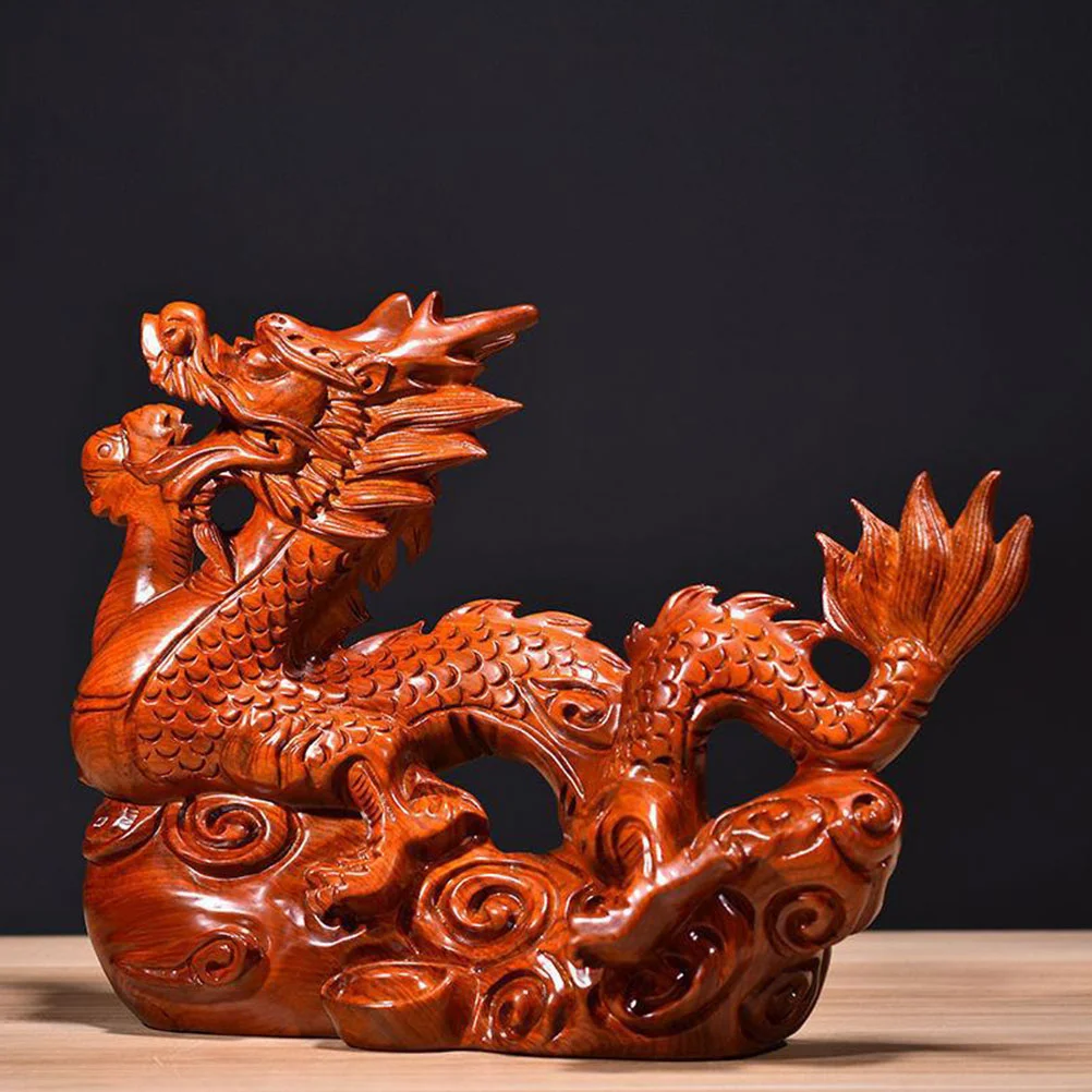 

Models Chinese Dragon Figurine Wooden Statue Small Decoration Creative Ornament Cabinet Office