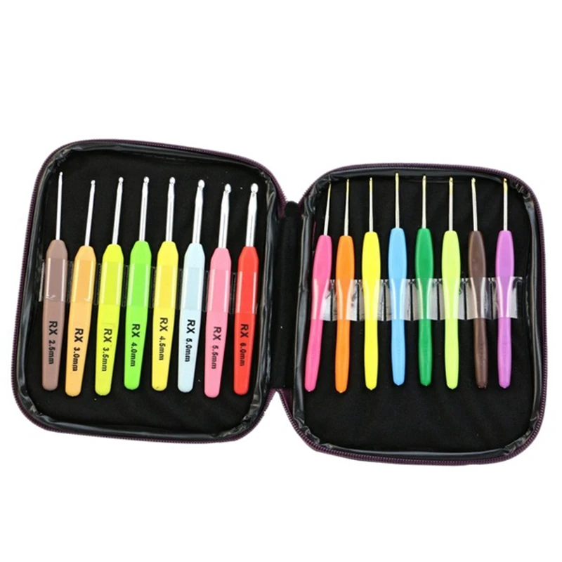 

16Pcs Multi Colour Weaving Tools Crochet Hook Yarn Alu Knitting Needles Set Kit With Box Hand Sewing Tools