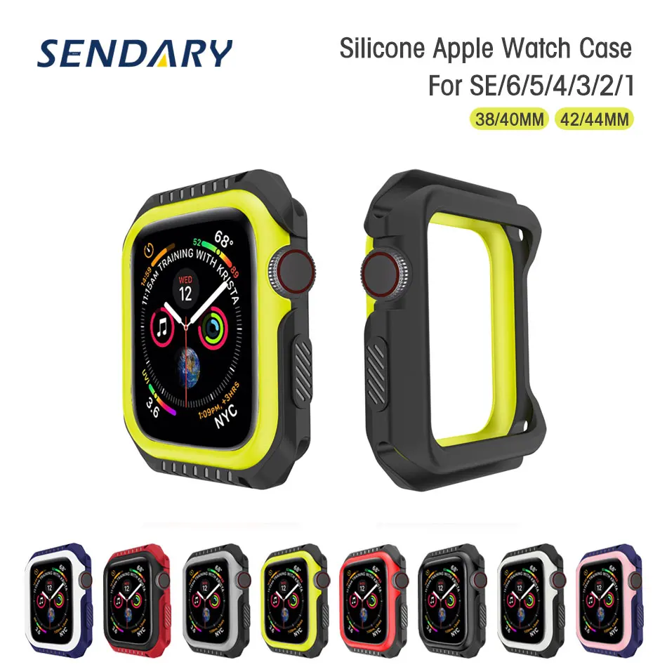 

Спортивный силиконовый + жесткий армированный чехол для часов Apple Watch SE 4/2/3 40 мм 44 мм, защитный бампер, рамка для iWatch 1/2/3 38 мм 42 мм