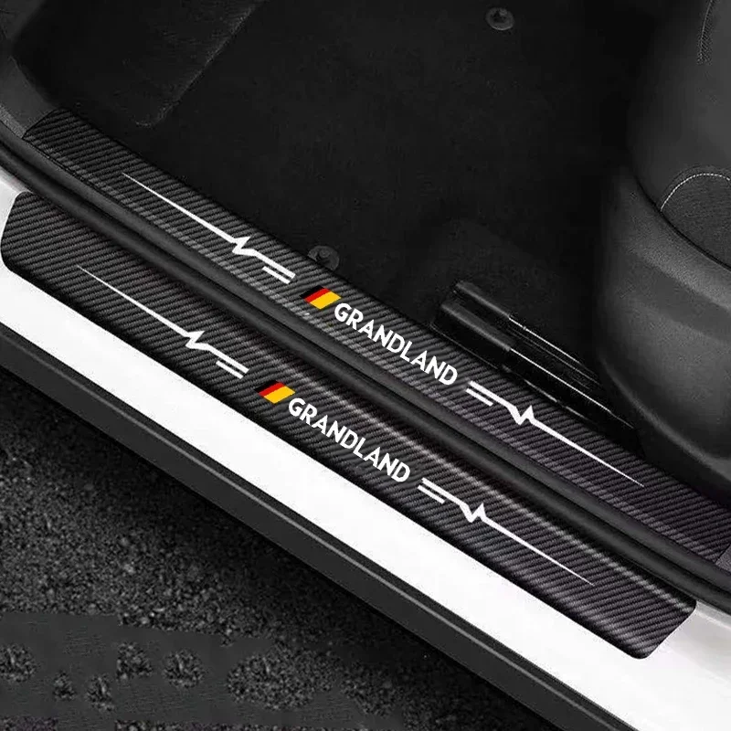 Углеродное волокно защитная полоса для педали Opel Grandland логотип значок на порог
