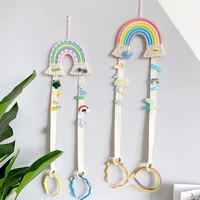 hair bow holder pin storage holder hand woven cotton rope rainbow drop ornament wall hanging decoration kids room home decor