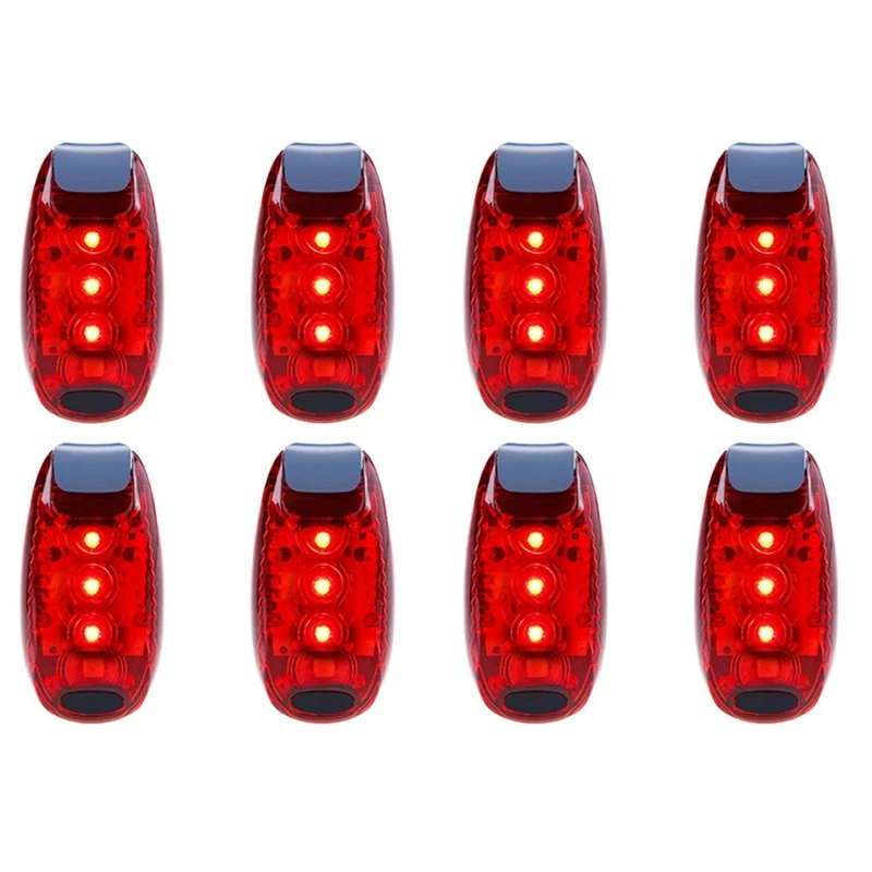 

8 шт., водонепроницаемый красный мигающий светильник ний фонарь для велосипеда, подходит для бега, прогулок, езды на велосипеде, шлема и т. д.