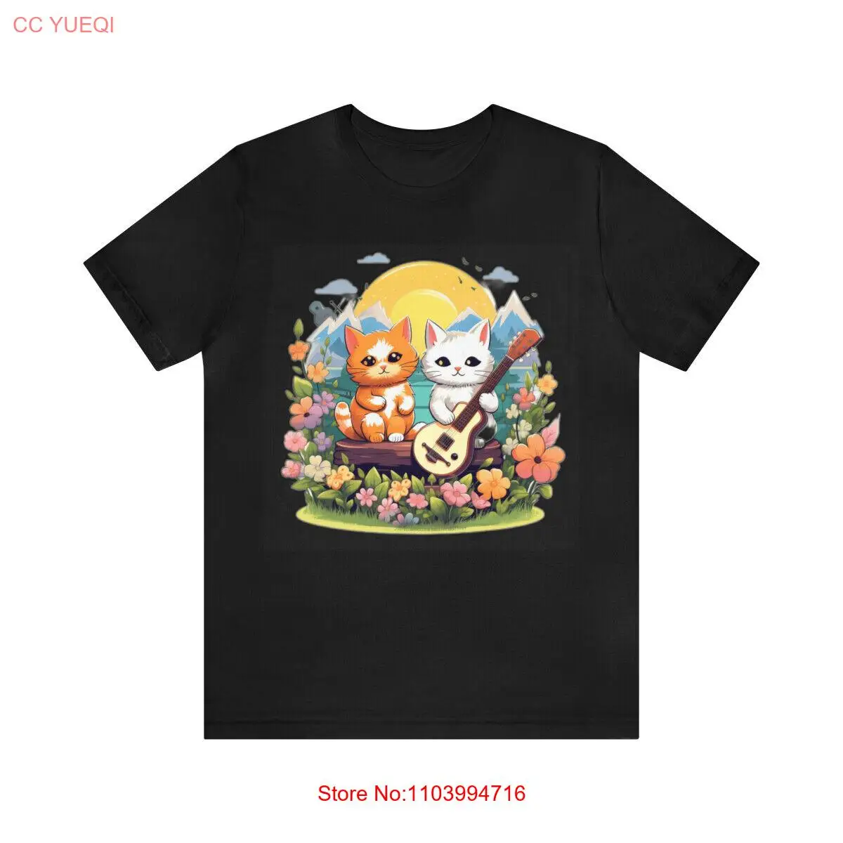 Симпатичная рубашка с котами и гитарами винтажная кошачья футболка в стиле ретро