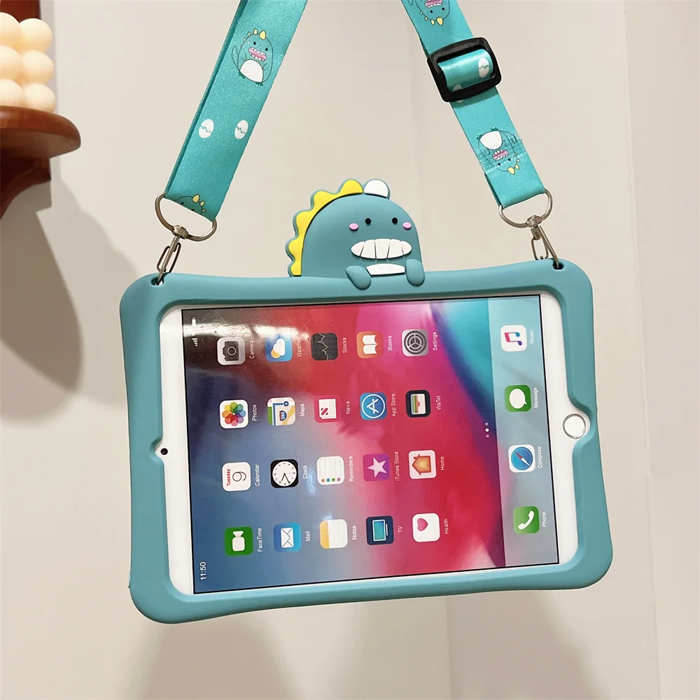 

360 Degree Roating Case for Ipad Mini 1 2 3 4 5 Stand Shockproof Kids Tablet Cover Cartoon Dinosaur Protective Shell Safe Funda