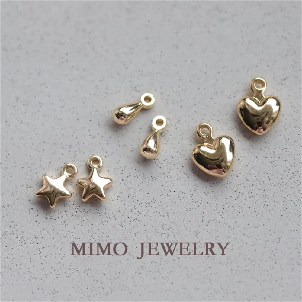 

Color Preserving Copper Plated Real Gold Mini Pendant Tail Drop Star Love Pendant DIY Accessories