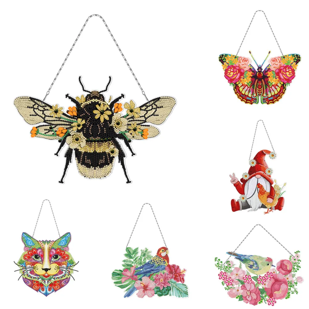 Алмазная вышивка кошка Бабочка птица венок |