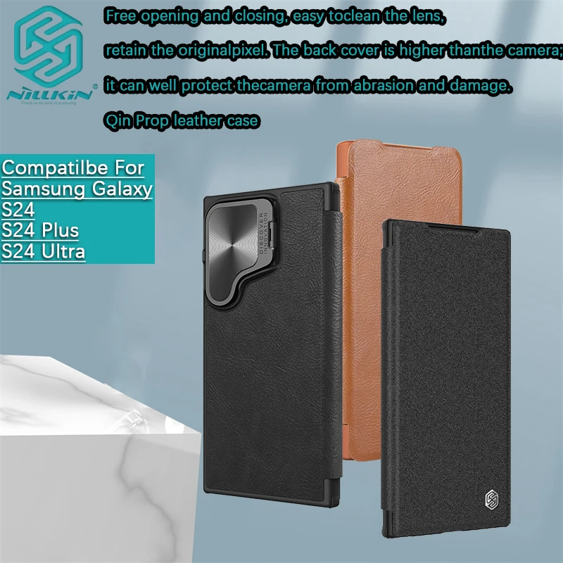 Для Samsung Galaxy S24 Ultra/S24 Plus/S24+ Nillkin ​ Qin ProP флип кожаный чехол с держателем для