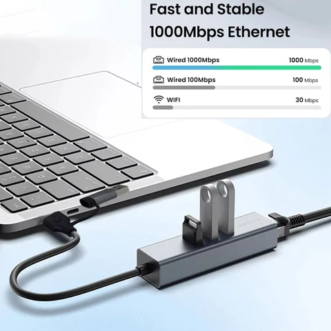 KEBIDU 4-портовый USB 3.0 концентратор с Ethernet