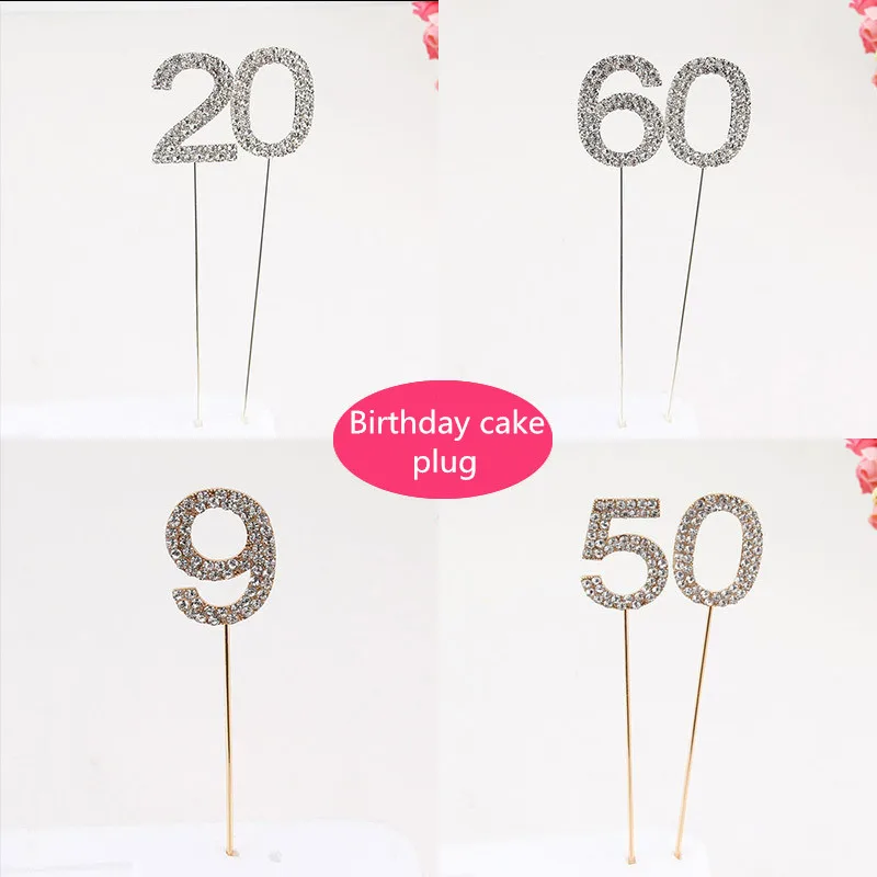 

1Pcs Cake Toppers Baby Shower Birthday Decoration Wedding Glitter Alloy Rhinestone Number 1-9 Birthday Digital Diy Cakes Decor