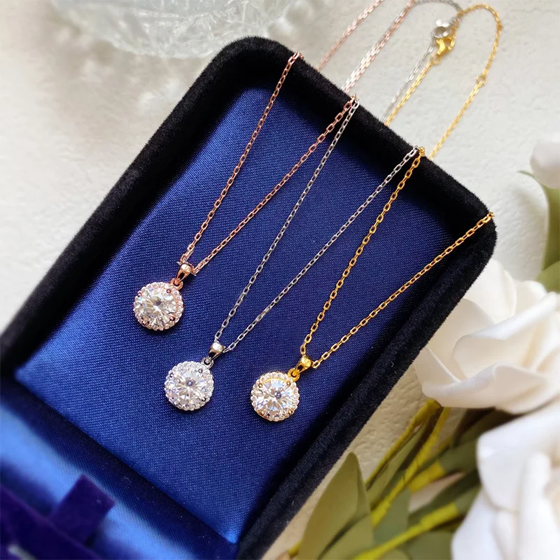

S925 silver necklace personality romantic classic shining micro-encrusted zircon single diamond necklace simple shape jewelry