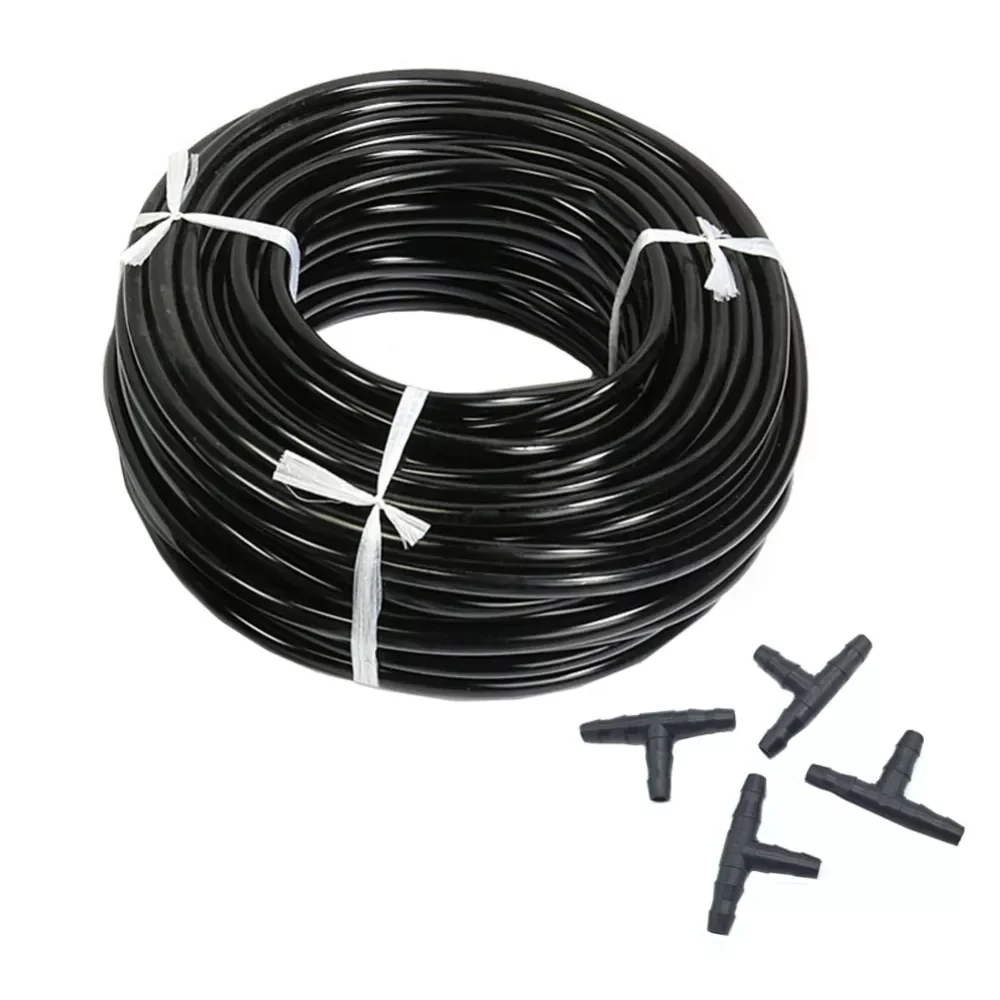 

20m 4/7mm Hose Garden Water Micro Irrigation Pipe With 10 Pcs Tee Connectors Gardening Lawn Agriculture Sprinking Drip Tube
