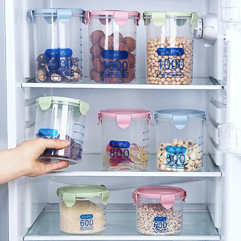 

600-1500ML Nut Coffee Bean Box Transparent Storage Box Kitchen Sealed Jar Pantry Food Container Cereal Grain Organizer Box
