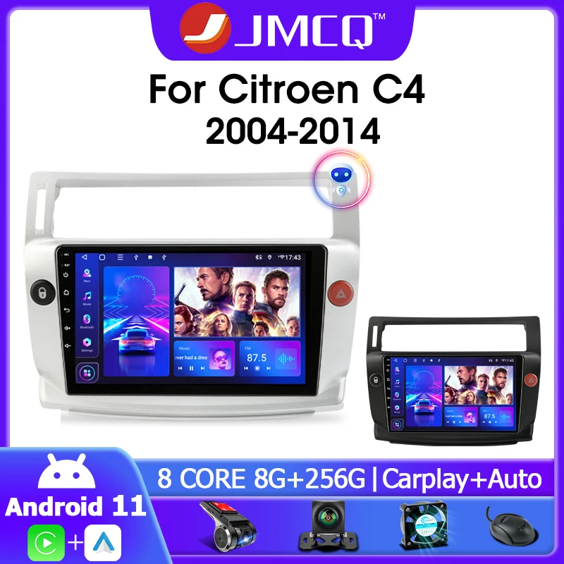 

JMCQ 2din Android 11.0 Car Radio For Citroen C4 C-Triomphe C-Quatre 2004-2014 Multimidia Video 4G Carplay RDS DSP GPS Navigaion