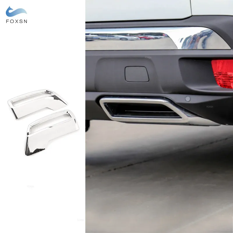 

ABS Silver Accessories Rear Exhaust Tail Pipe Muffler End Pipe Sticker Cover For Peugeot 3008 4008 5008 2017 2018 2019 2020 2021