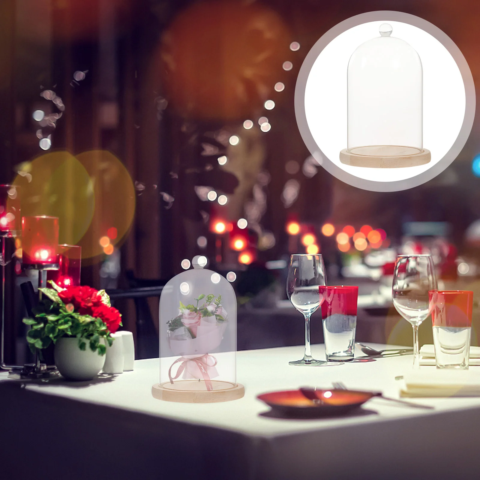 

Cupcake Containers Display Dome Base Glass Domes Display Clear Glass Cloche Preserved Flower Glass Glass Dome Base